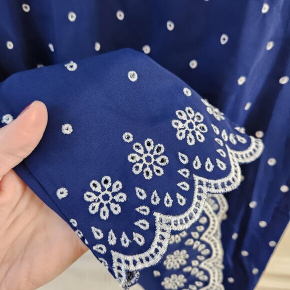 NWT Jude Connally Beth Shift Dress Eyelet Navy Blue Nautical Women's XS - Picture 5 of 10